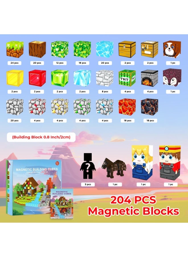 Avrini 204PCS Building Blocks for Kids, Building Toys STEM Montessori Sensory Toys for Boys & Girls Age 3 to 7 Years Old. Includes 3 Human Figure and 1 Horse. - Image 2